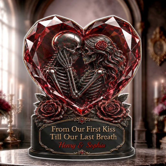 Ruby Heart Skeleton Couple Acrylic Plaque Personalized Wedding Decor