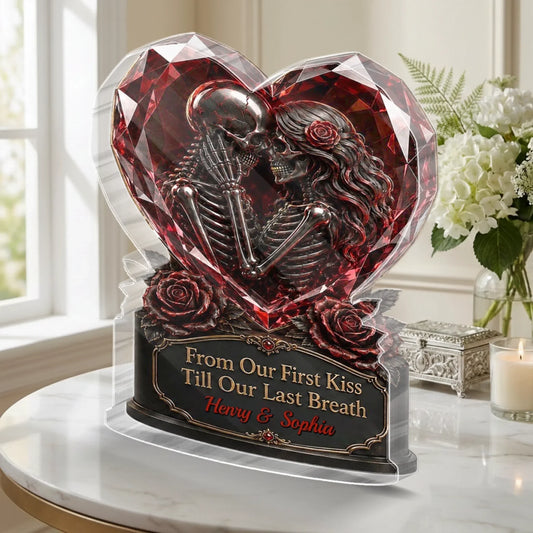 Ruby Heart Skeleton Couple Acrylic Plaque Personalized Wedding Decor