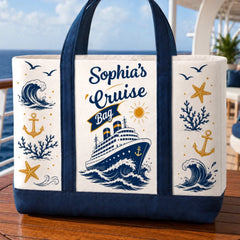 Custom Canvas Tote Bag - Personalized Summer Vacation And Travel Gifts For Mom, Dad, Brother, Sister - Sea Days Best Days