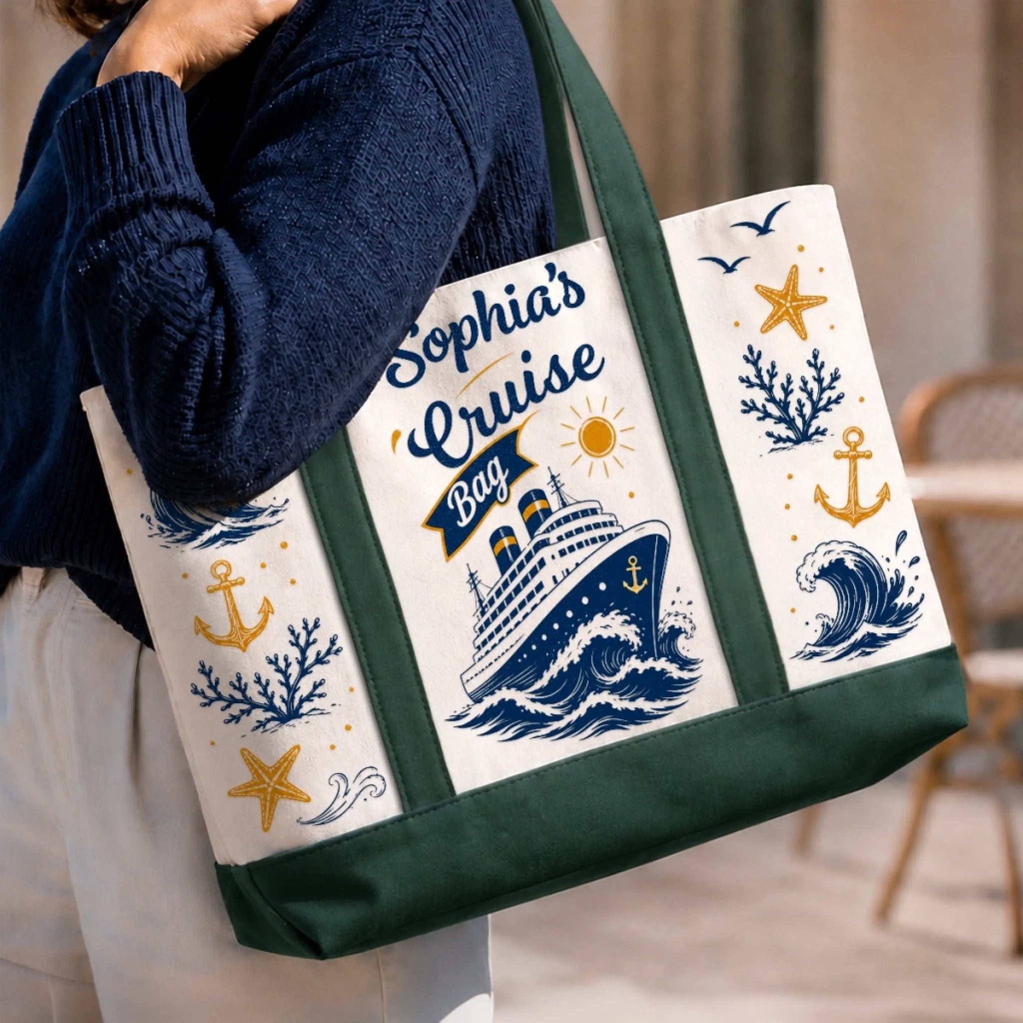 Custom Canvas Tote Bag - Personalized Summer Vacation And Travel Gifts For Mom, Dad, Brother, Sister - Sea Days Best Days