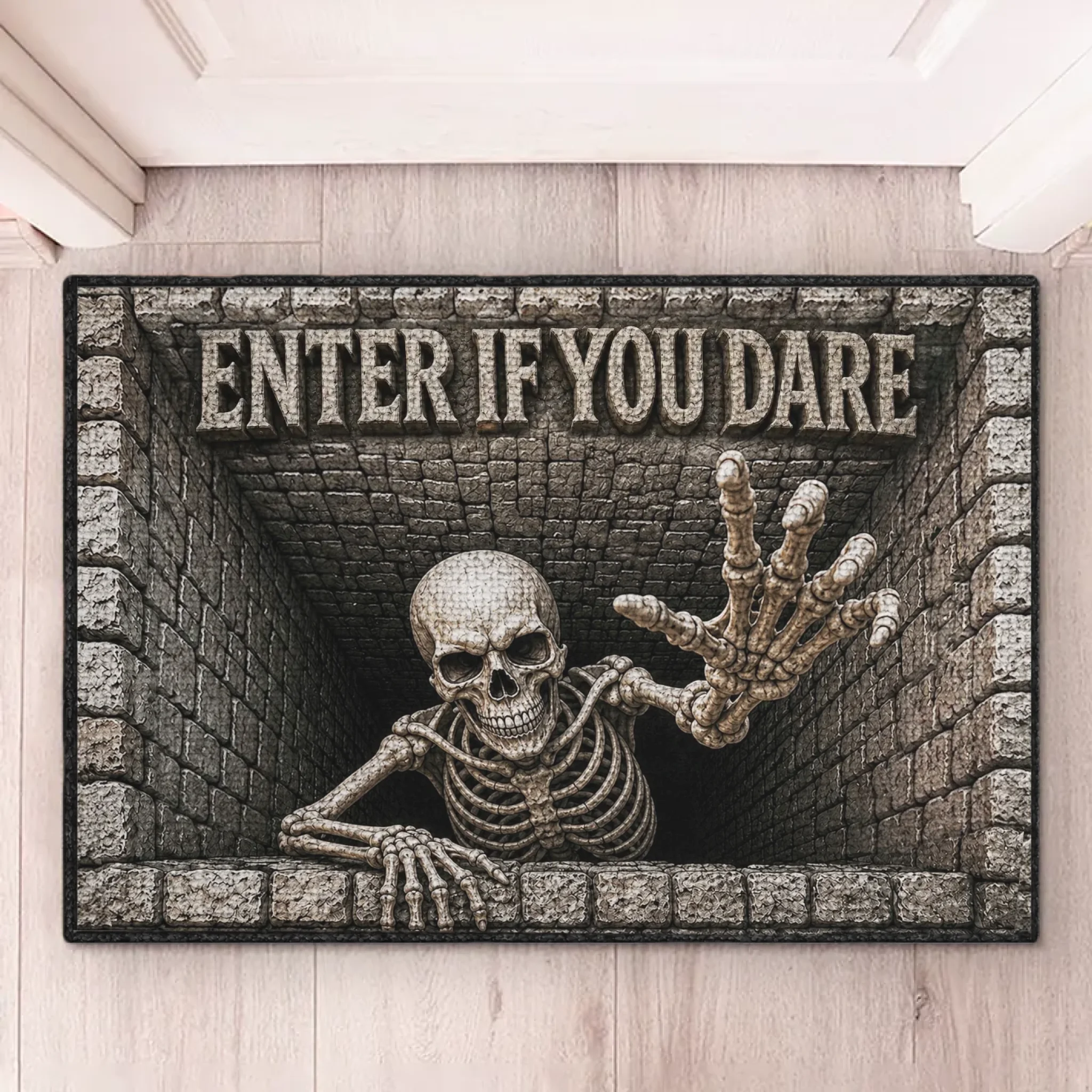 Custom Home Decor Decorative Mat - Personalized Halloween Decor Birthday Gifts For Mom, Dad, Brother, Sister - Watch Your Step Down Here