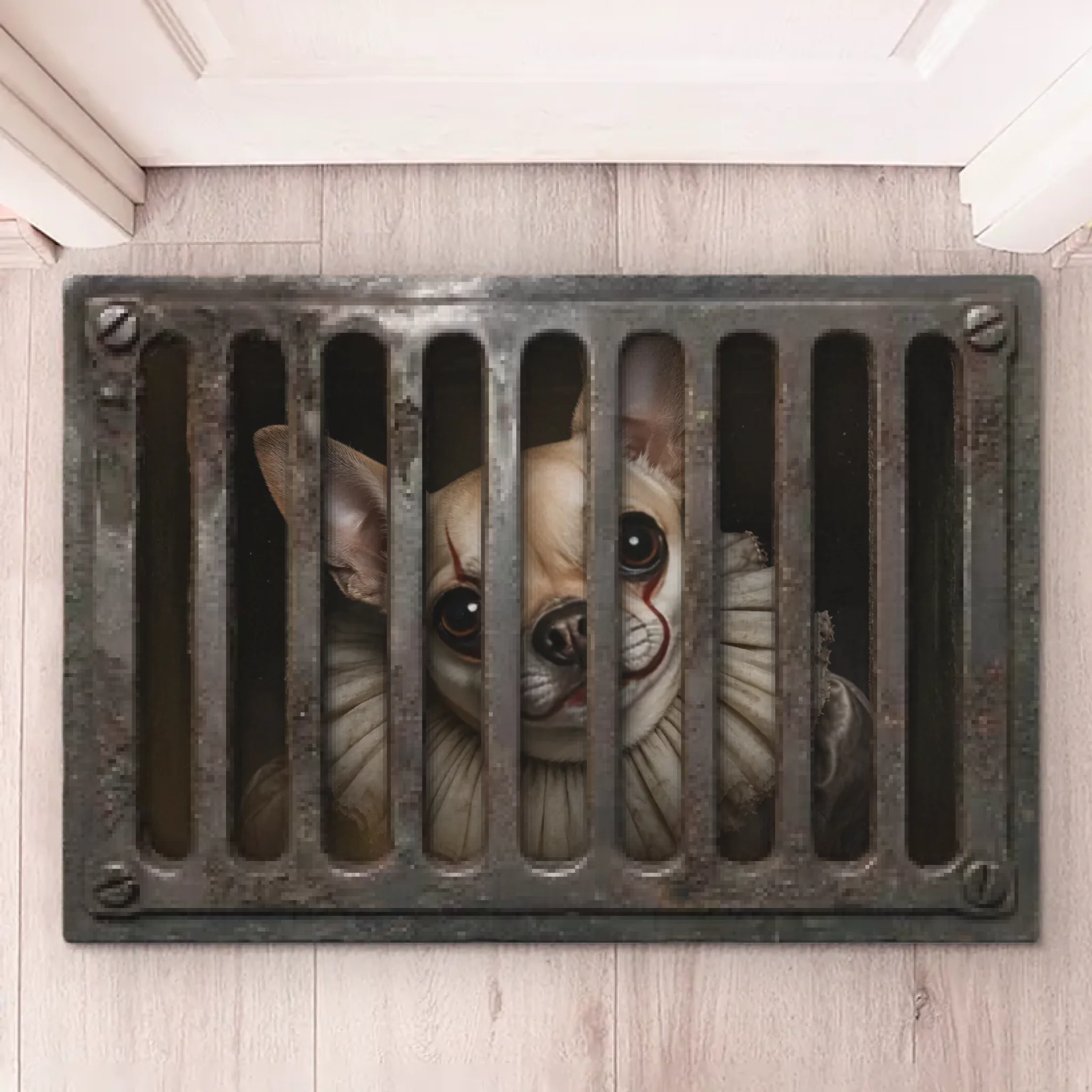 Custom Photo Clown Home Decor Decorative Mat - Personalized Halloween Decor Birthday Gifts For Dog Cat Lovers, Dog Dad And Mom, Cat Owners - Beware Of Clown Pup