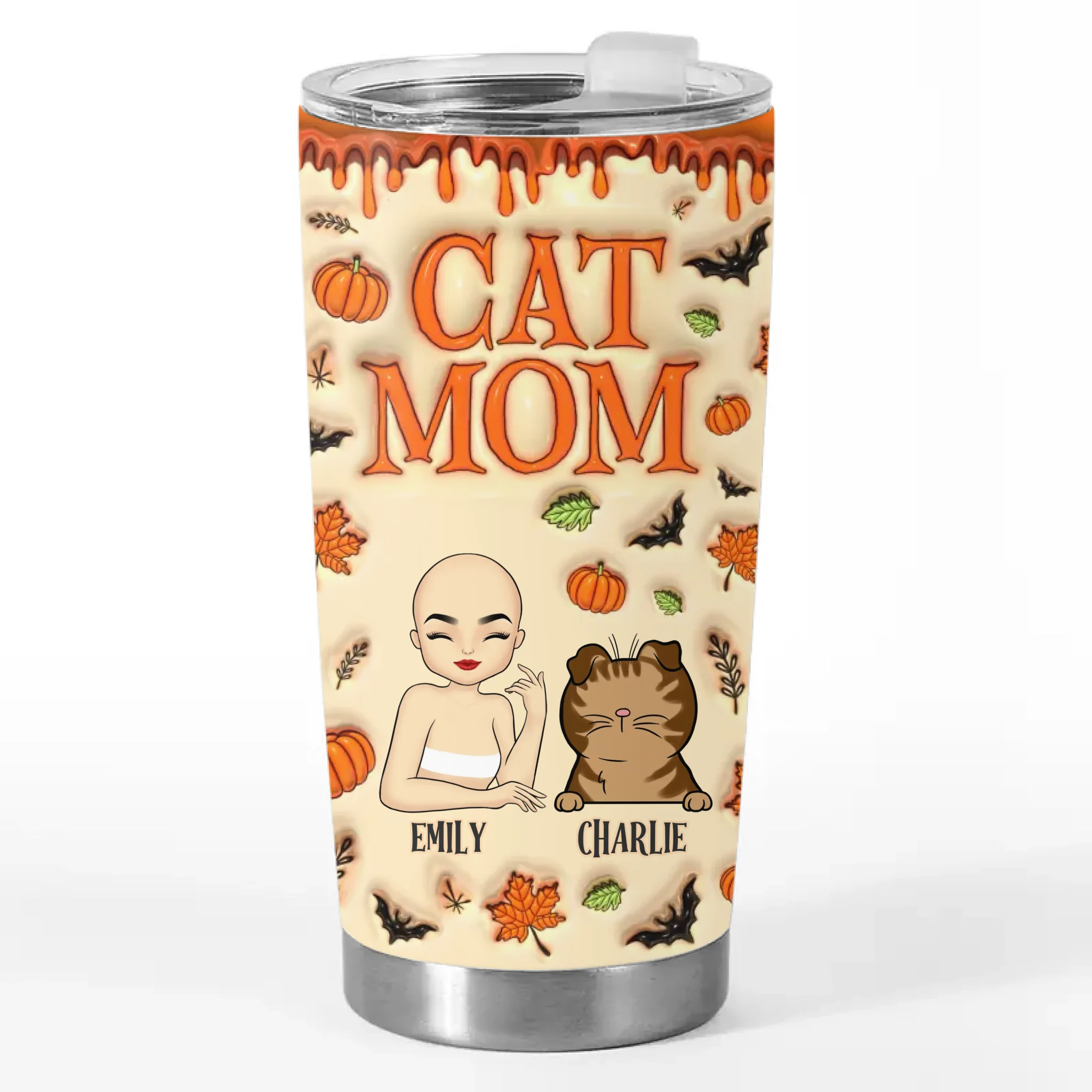 Cute Witch Cat Halloween - Cat Personalized Custom 3D Inflated Effect Printed Tumbler - Halloween Gift For Pet Owners, Pet Lovers