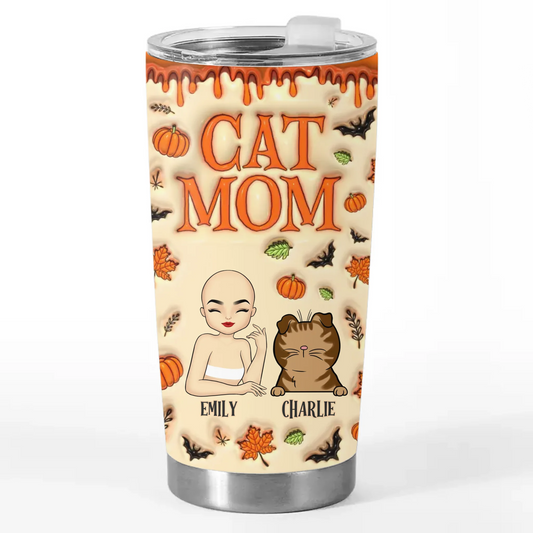 Cute Witch Cat Halloween - Cat Personalized Custom 3D Inflated Effect Printed Tumbler - Halloween Gift For Pet Owners, Pet Lovers