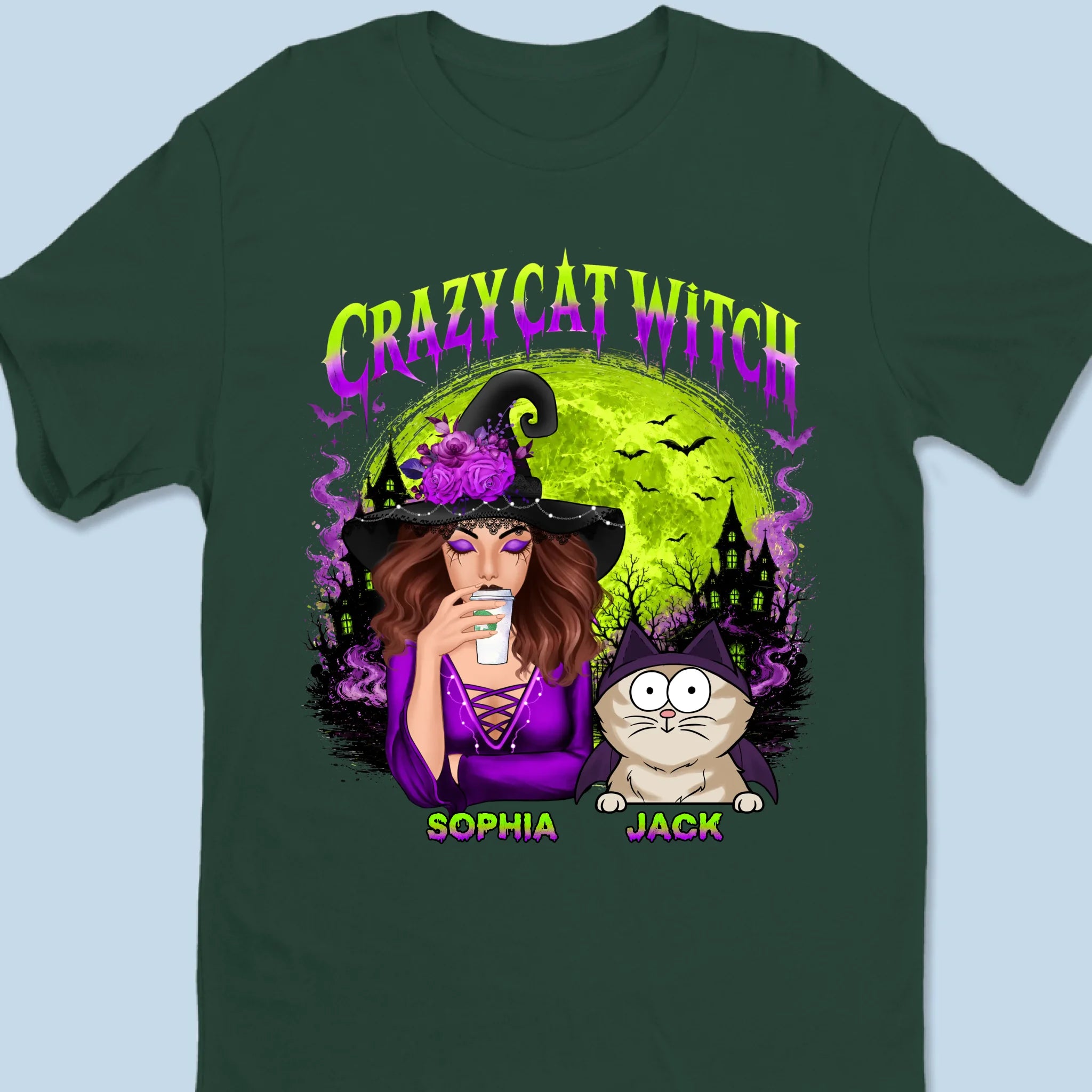 Custom Unisex T-shirt, Premium T-shirt, Hoodie - Personalized Halloween Witchy Gifts For Cat Lovers, Cat Mom And Dad - Meet My Spooky Fur Babies