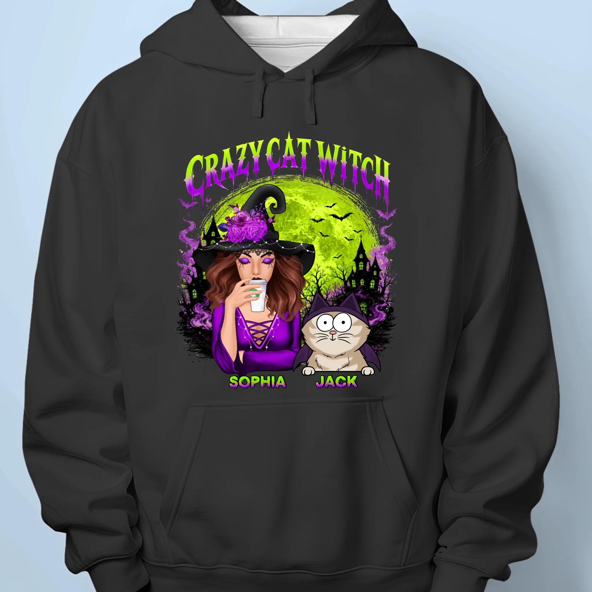 Custom Unisex T-shirt, Premium T-shirt, Hoodie - Personalized Halloween Witchy Gifts For Cat Lovers, Cat Mom And Dad - Meet My Spooky Fur Babies