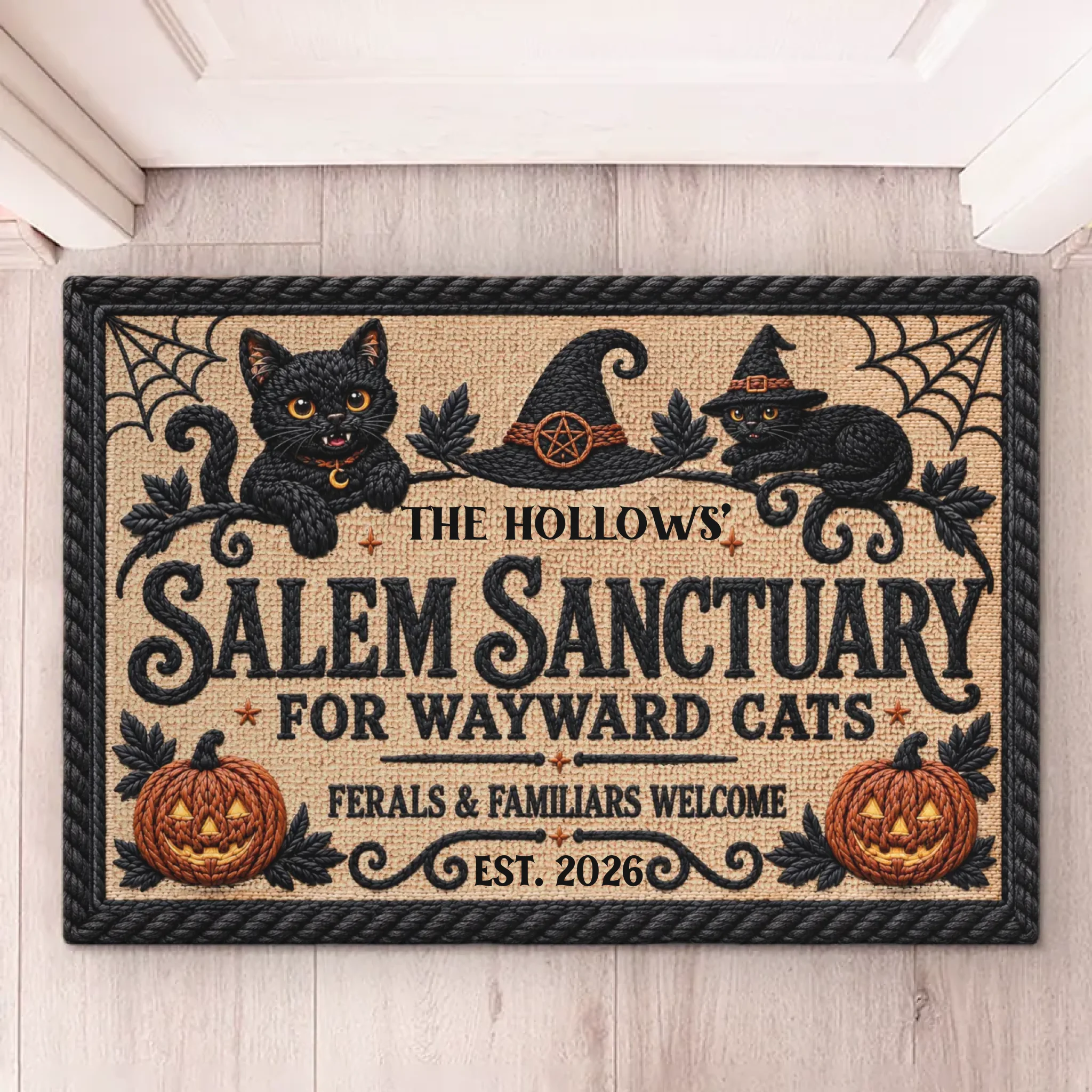 Custom Home Decor Decorative Mat - Personalized Halloween Decor Birthday Gifts For Mom, Dad, Brother, Sister, Kids - A Little Spooky A Lot Of Love