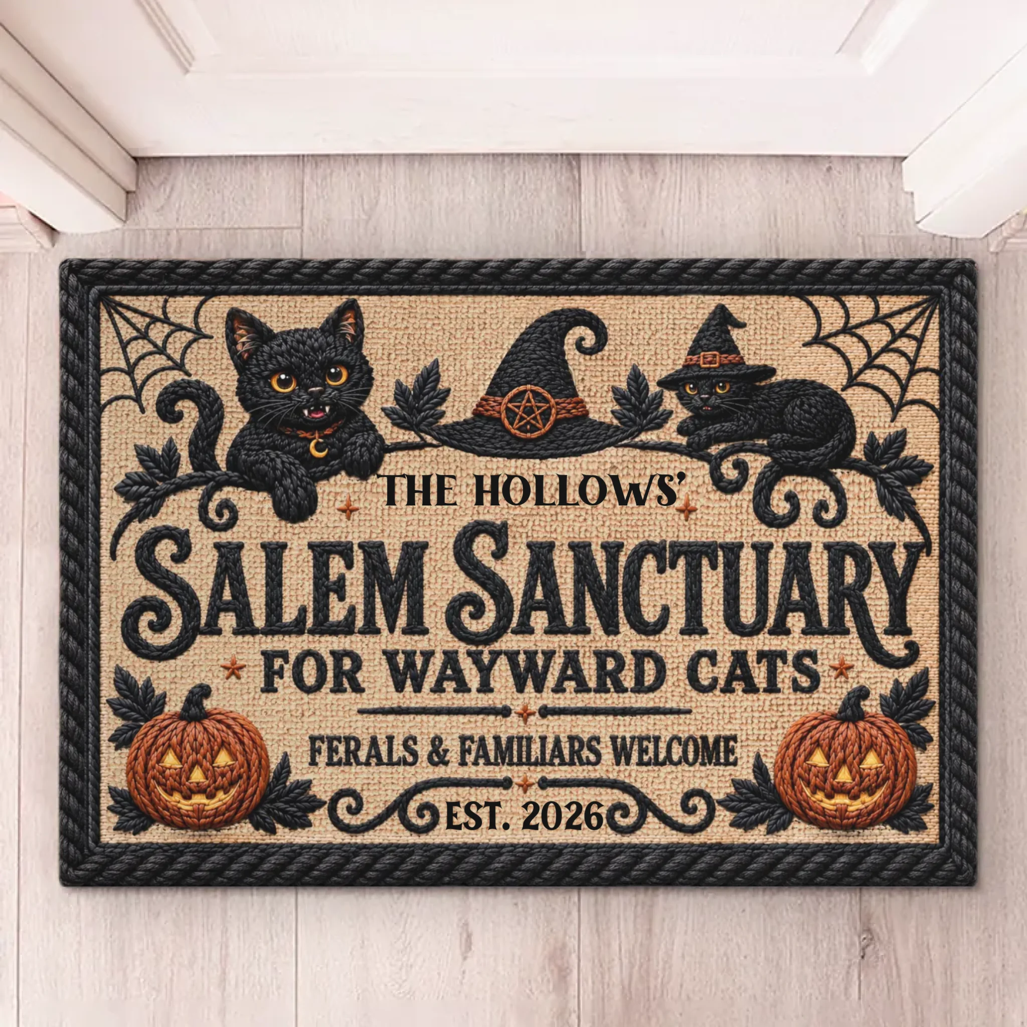 Custom Home Decor Decorative Mat - Personalized Halloween Decor Birthday Gifts For Mom, Dad, Brother, Sister, Kids - A Little Spooky A Lot Of Love