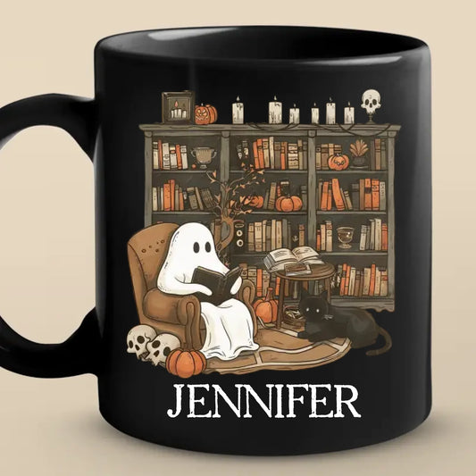 I Ain't Afraid Of No Ghost - Family Personalized Custom Black Mug - Halloween Gift For Family Members