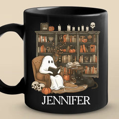 I Ain't Afraid Of No Ghost - Family Personalized Custom Black Mug - Halloween Gift For Family Members