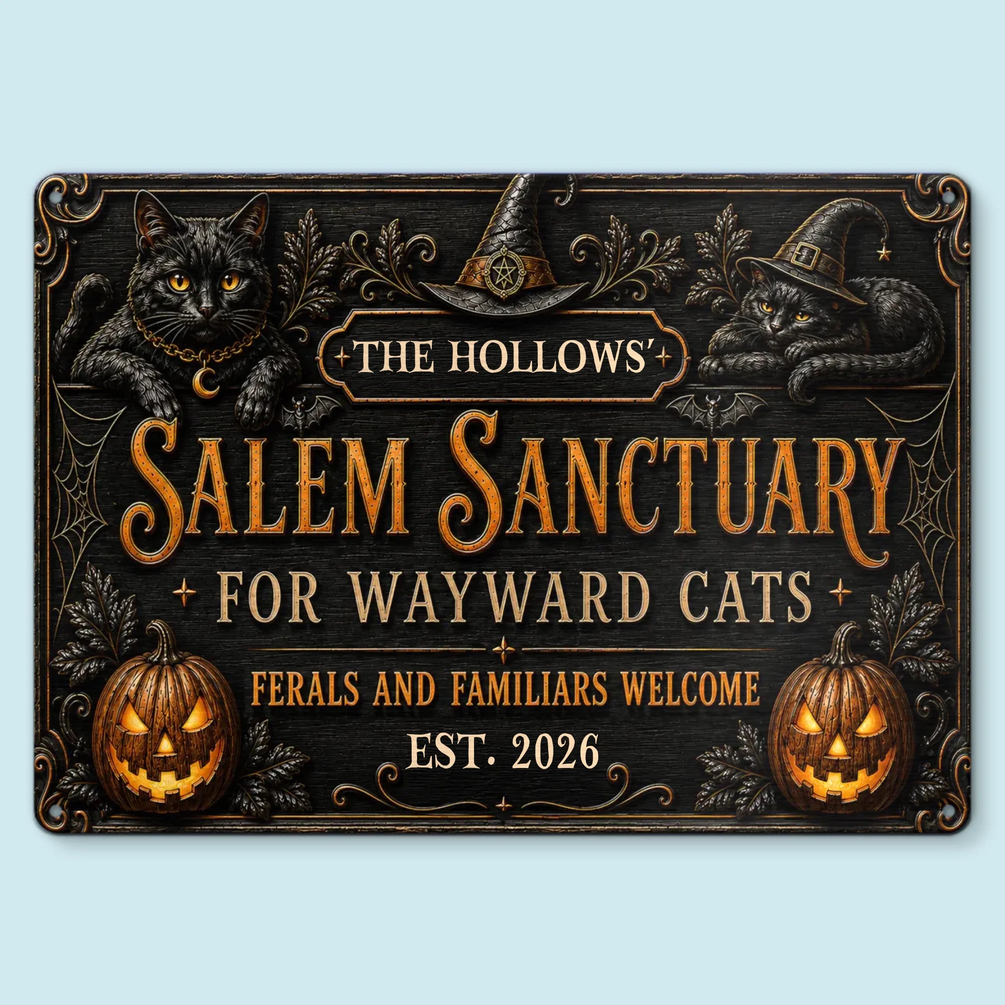 Custom Home Decor Metal Sign - Personalized Halloween Decor Birthday Gifts For Mom, Dad, Brother, Sister, Kids - Haunted House Happy Hearts