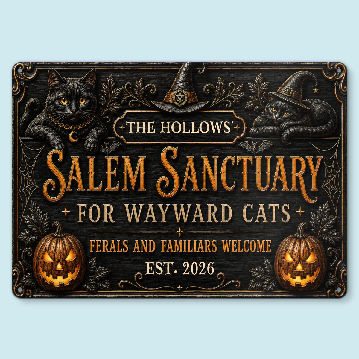 Custom Home Decor Metal Sign - Personalized Halloween Decor Birthday Gifts For Mom, Dad, Brother, Sister, Kids - Haunted House Happy Hearts