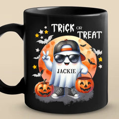 Too Cool To Be Spooky - Family Personalized Custom Black Mug - Halloween Gift For Family Members