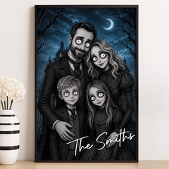 Custom Photo Vertical Poster - Personalized Halloween Decor Birthday Gifts For Mom, Dad, Brother, Sister - The Spooky Bunch