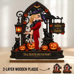 Custom 2-Layered Wooden Plaque - Personalized Halloween Decor, Anniversary Wedding Gifts For Husband And Wife, Him And Her - Love Potion For Us