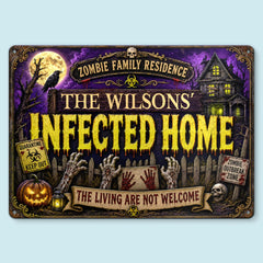 Custom Zombie Home Decor Metal Sign - Personalized Halloween Decor Birthday Gifts For Mom, Dad, Brother, Sister - Quarantine Zone Do Not Enter