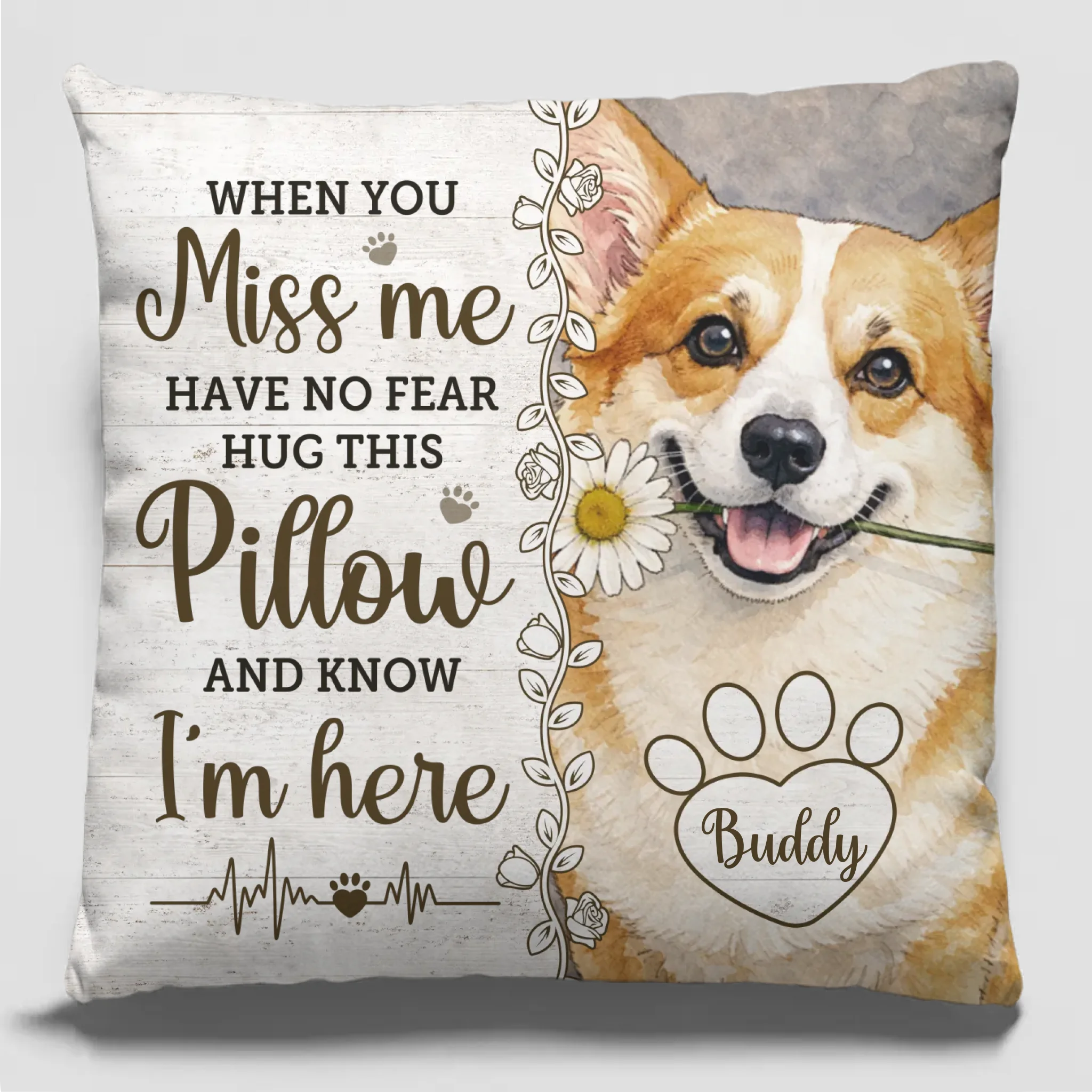 Custom Photo Pillow - Personalized Pet Memorial Sympathy Gifts For Dogs, Cats - Forever Live In Your Warm Hugs