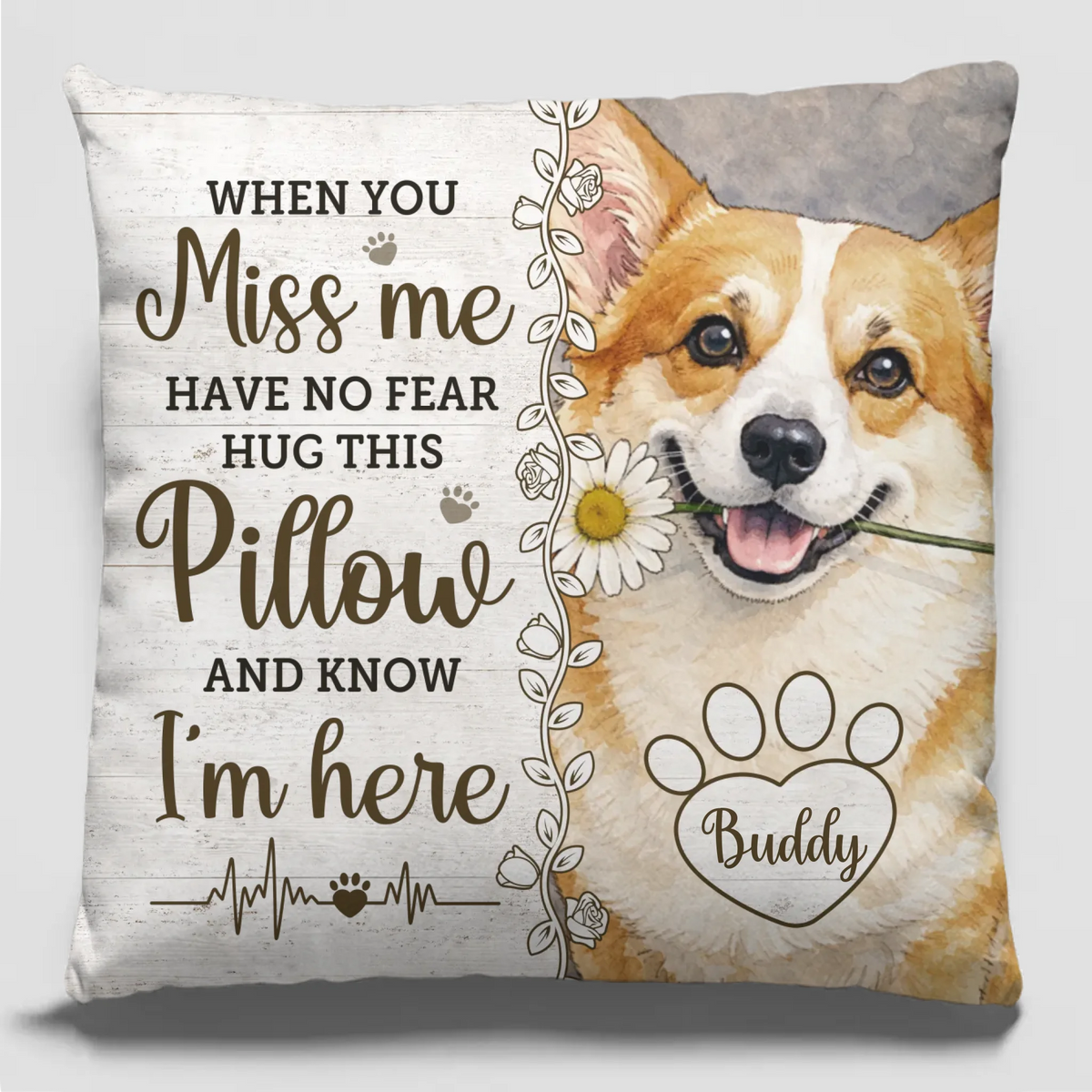 Custom Photo Pillow - Personalized Pet Memorial Sympathy Gifts For Dogs, Cats - Forever Live In Your Warm Hugs