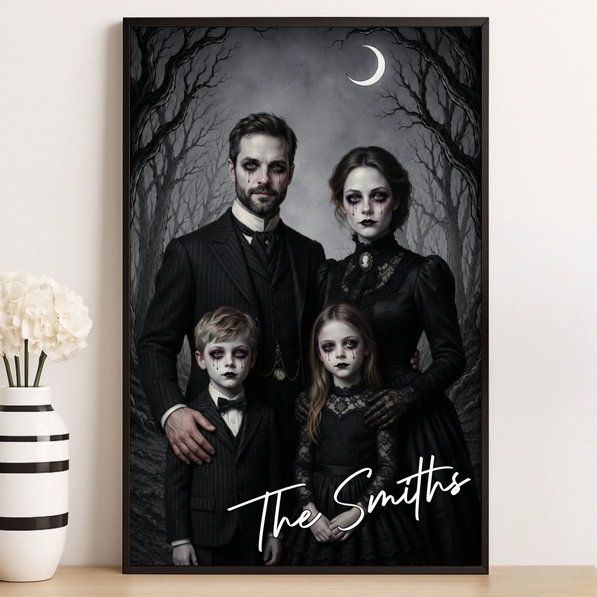 Custom Photo Haunted Victorian Gothic Vertical Poster - Personalized Halloween Decor Birthday Gifts For Mom, Dad, Brother, Sister - Spooky Together, Better Forever