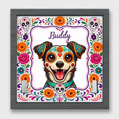 Custom Photo Day Of The Dead Pet Loss Sign, Collar Frame - Personalized Pet Memorial Sympathy Gifts For Dogs, Cats - Love Remains In Every Pawprint