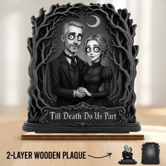 Custom Photo 2-Layered Wooden Plaque - Personalized Halloween Decor, Anniversary Wedding Gifts For Husband And Wife, Him And Her - Forever And Always, Darling