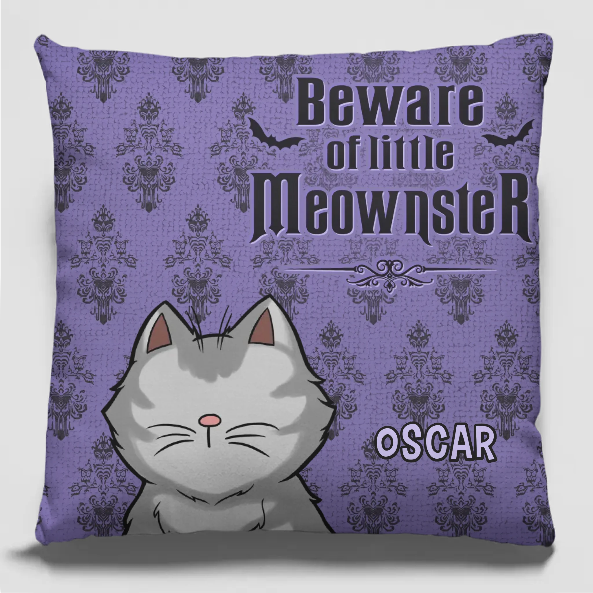 Welcome Foolish Mortals - Cat Personalized Custom Pillow - Halloween Gift For Pet Owners, Pet Lovers