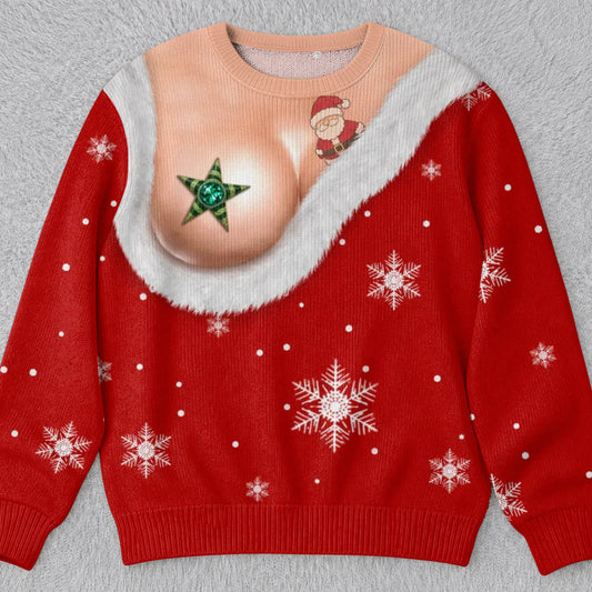 Custom Funny Ugly Sweatshirt - Personalized Christmas Birthday Gifts For Wife, Daughter, Besties, Sisters, Granddaughter, Grandma, Mom, Yourself - Tis The Season To Misbehave