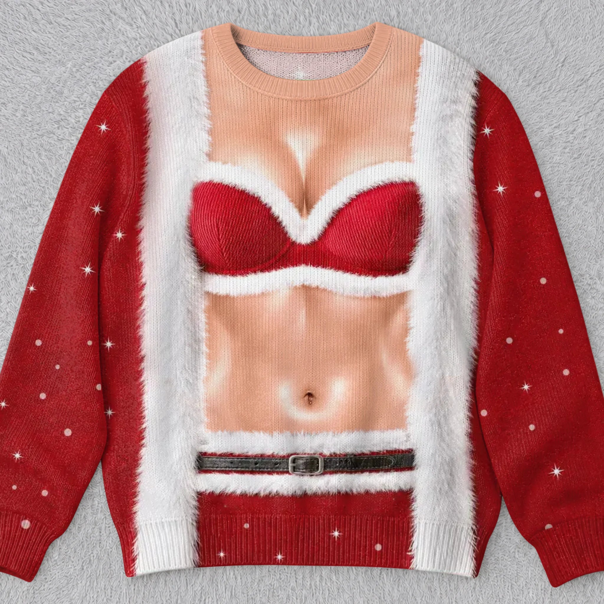 Custom Funny Ugly Sweatshirt - Personalized Christmas Birthday Gifts For Wife, Daughter, Besties, Sisters, Granddaughter, Grandma, Mom, Yourself - Naughty Or Nice