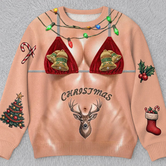 Custom Funny Ugly Sweatshirt - Personalized Christmas Birthday Gifts For Wife, Daughter, Besties, Sisters, Granddaughter, Grandma, Mom, Yourself - Sleighing All Day