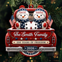 Custom Acrylic Ornament - Personalized America 250th Anniversary Christmas Gifts For Mom, Dad, Brother, Sister - Driven By Love United By Freedom