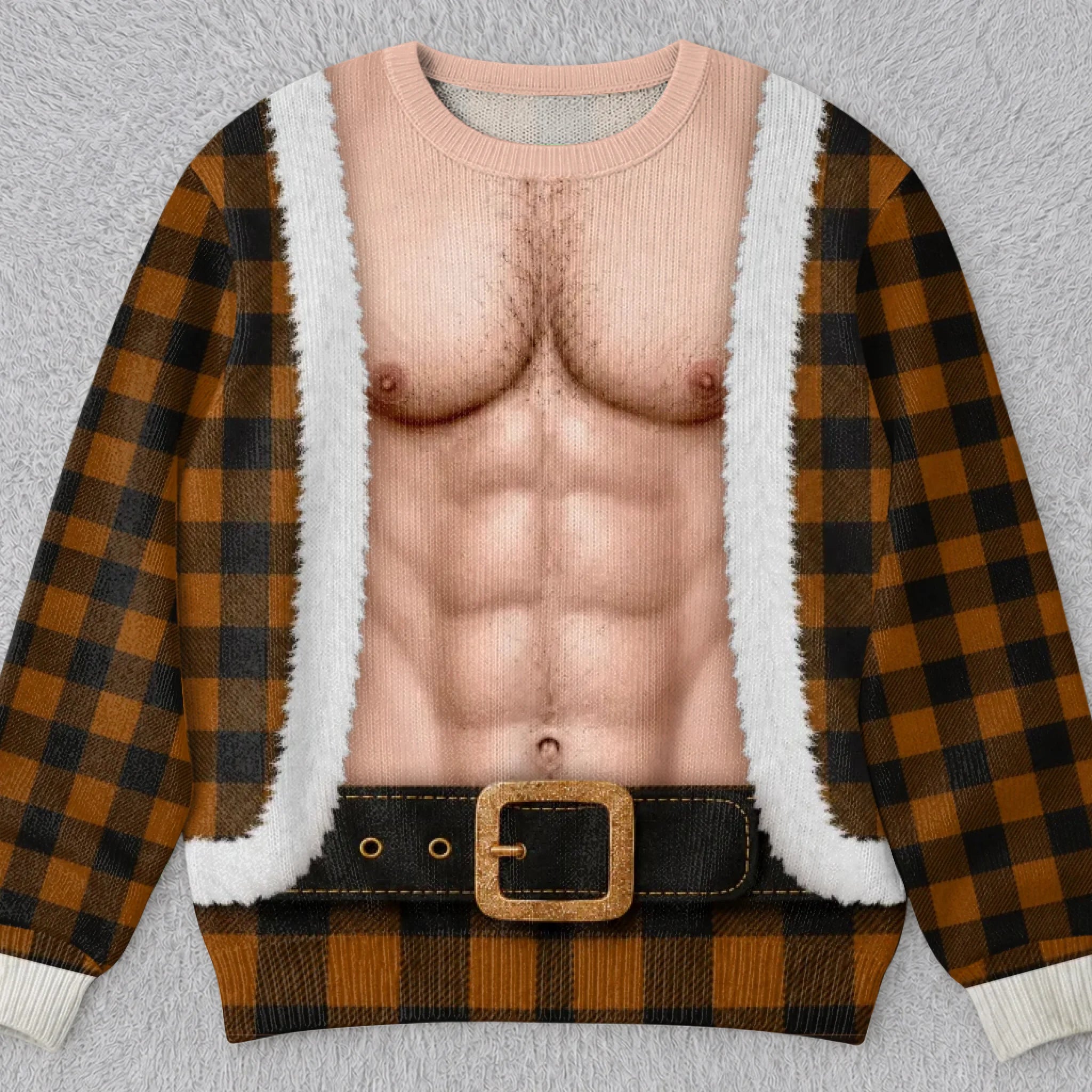 Custom Funny Ugly Sweatshirt - Personalized Christmas Birthday Gifts For Husband, Son, Grandson, Brother, Grandpa, Dad, Yourself - Bringing The Heat In Plaid