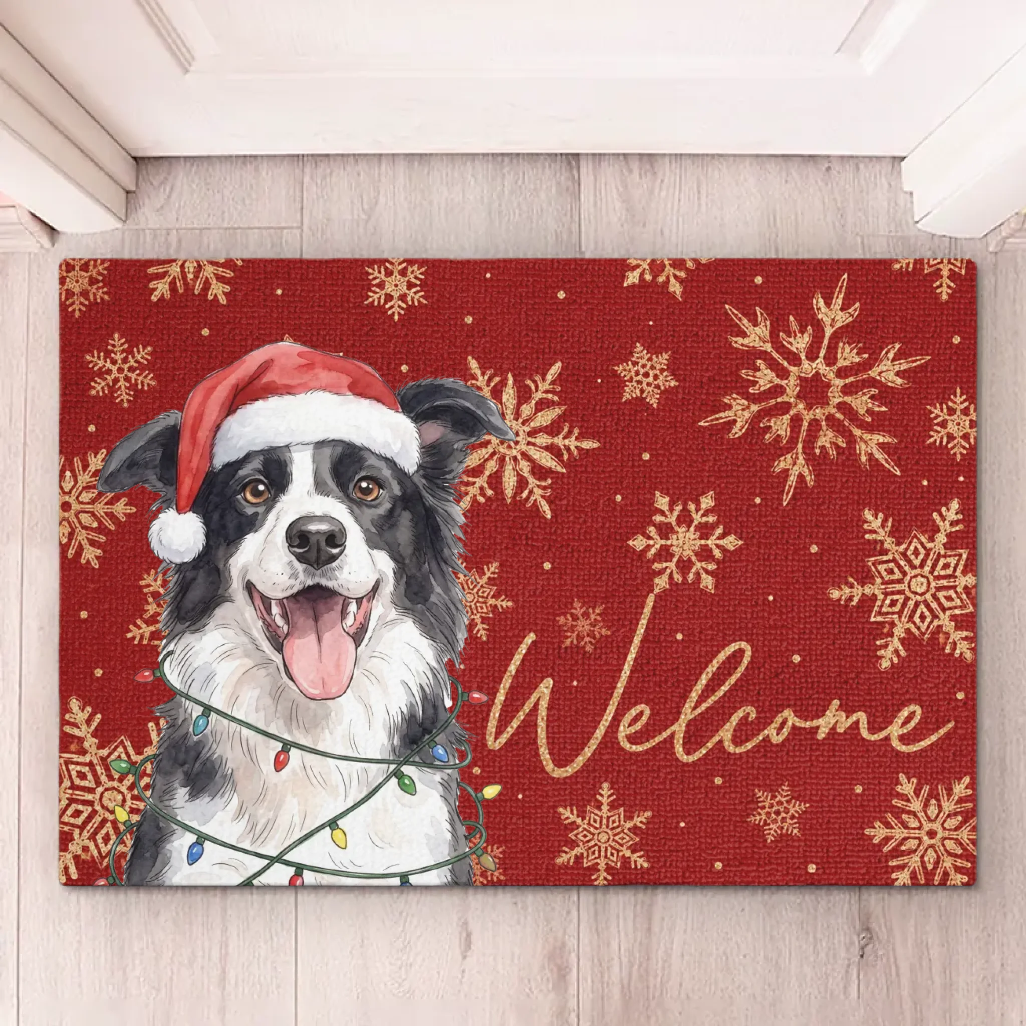 Custom Photo Home Decor Decorative Mat - Personalized  Christmas Birthday Gifts For Dog Cat Lovers, Dog Dad And Mom, Cat Owners - Paws And Holiday Cheer
