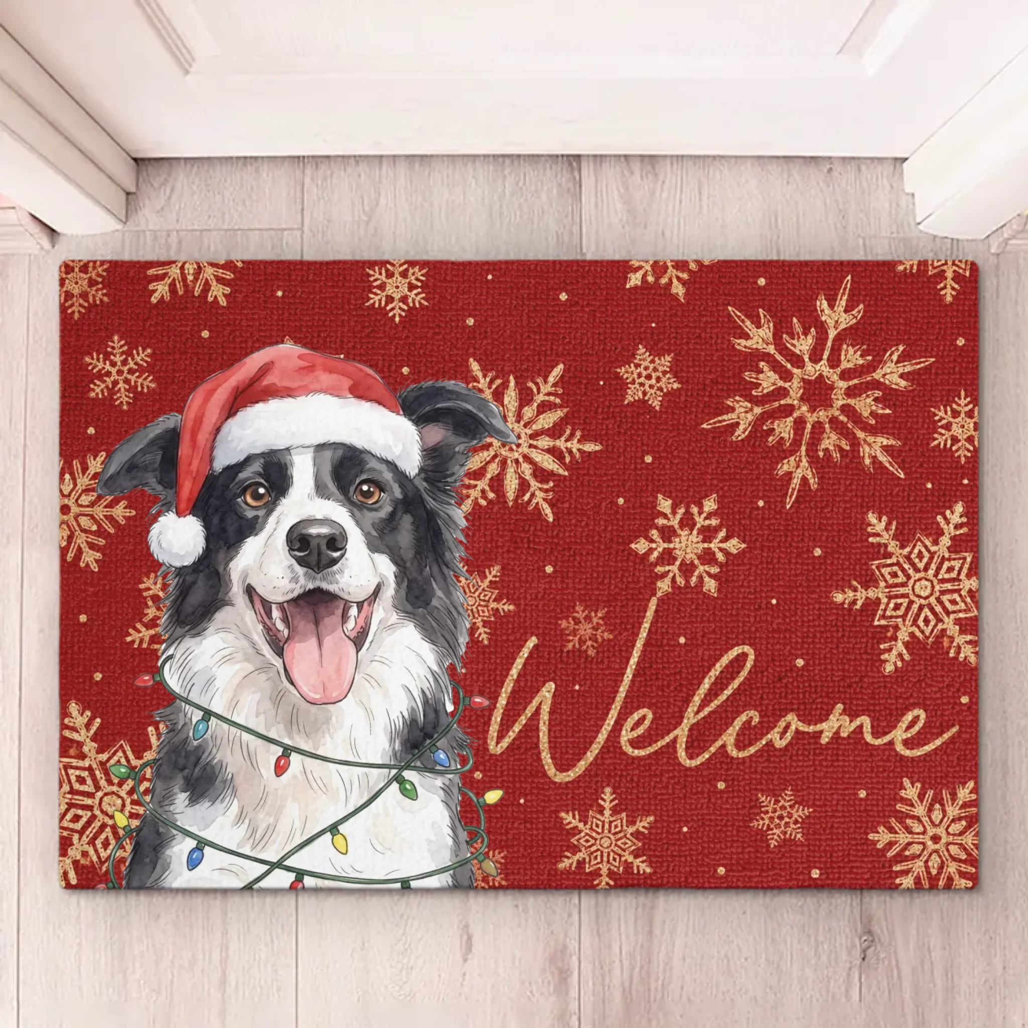 Custom Photo Home Decor Decorative Mat - Personalized  Christmas Birthday Gifts For Dog Cat Lovers, Dog Dad And Mom, Cat Owners - Paws And Holiday Cheer