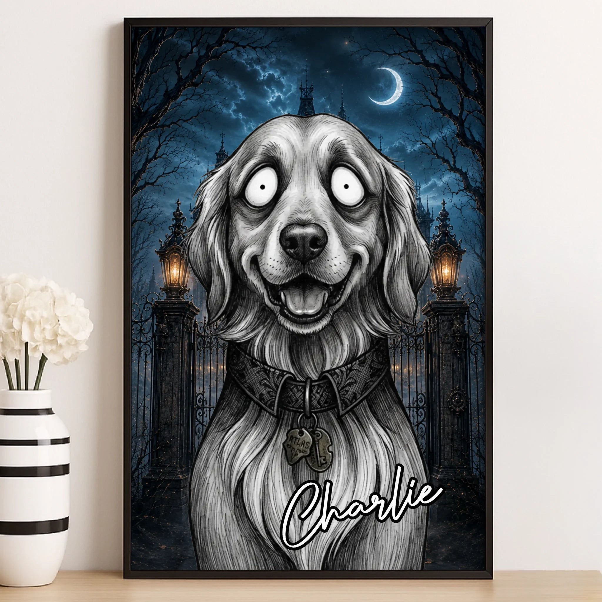 Custom Photo Gothic Vertical Poster - Personalized Halloween Birthday Gifts For Dog Cat Lovers, Dog Dad And Mom, Cat Owners - A Little Bit Spooky