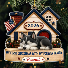 Custom First Christmas Acrylic Ornament - Personalized Christmas Birthday Gifts For Dog Cat Lovers, Dog Dad And Mom, Cat Owners - Loved In Forever Home