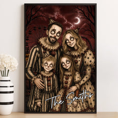 Custom Photo Clown Portrait Vertical Poster - Personalized Halloween Decor Birthday Gifts For Mom, Dad, Brother, Sister - Just A Bunch Of Boo Crew