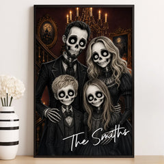 Custom Photo Skeleton Portrait Vertical Poster - Personalized Halloween Decor Birthday Gifts For Mom, Dad, Brother, Sister - We Put The Boo In Family