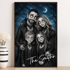 Custom Photo Vampire Portrait Vertical Poster - Personalized Halloween Decor Birthday Gifts For Mom, Dad, Brother, Sister - Frightfully Fun Family