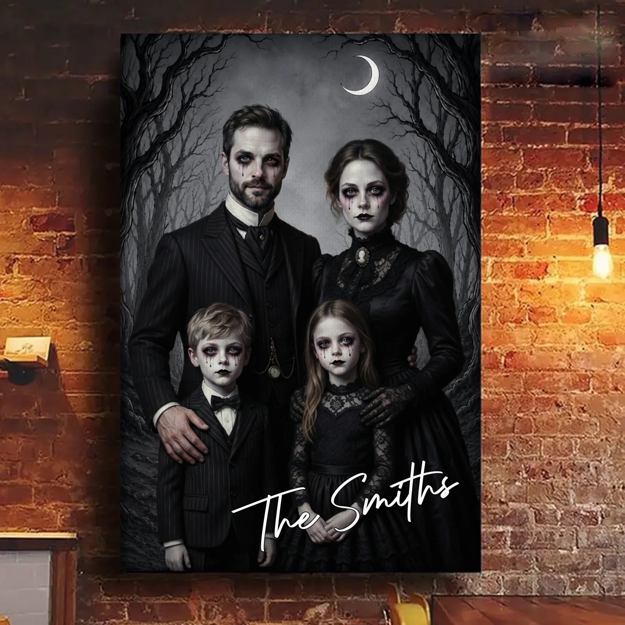 Custom Photo Vertical Canvas - Personalized Halloween Decor Birthday Gifts For Mom, Dad, Brother, Sister - Haunting Together Forever