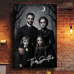 Custom Photo Vertical Canvas - Personalized Halloween Decor Birthday Gifts For Mom, Dad, Brother, Sister - Haunting Together Forever