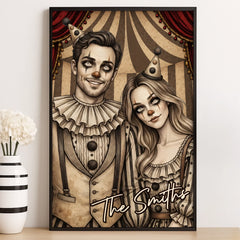 Custom Photo Clown Vertical Poster - Personalized Halloween Anniversary Wedding Gifts For Husband And Wife, Him And Her - Crazy In Love Together