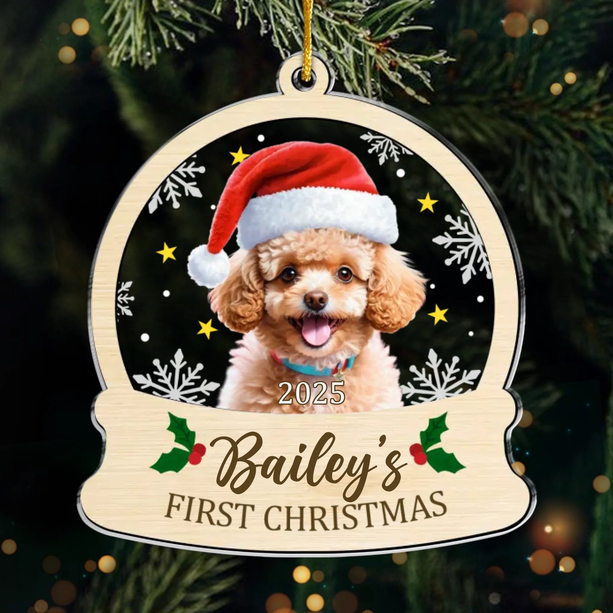 Custom Photo First Christmas Pet Acrylic Ornament - Personalized Christmas Birthday Gifts For Dog Lovers, Cat Lovers, Pet Dad And Mom, New Pet Ornament - All You Need Is Paws