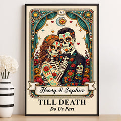 Custom Photo Day Of The Dead Vertical Poster - Personalized Anniversary Wedding Gifts For Husband And Wife, Him And Her - Till Death Do Us Part