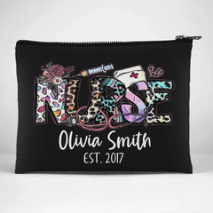 Healing Hands, Caring Hearts - Nurse Personalized Custom Cosmetic Bag - Appreciation, Thank You Gift, Nurse Life, Doctor Life