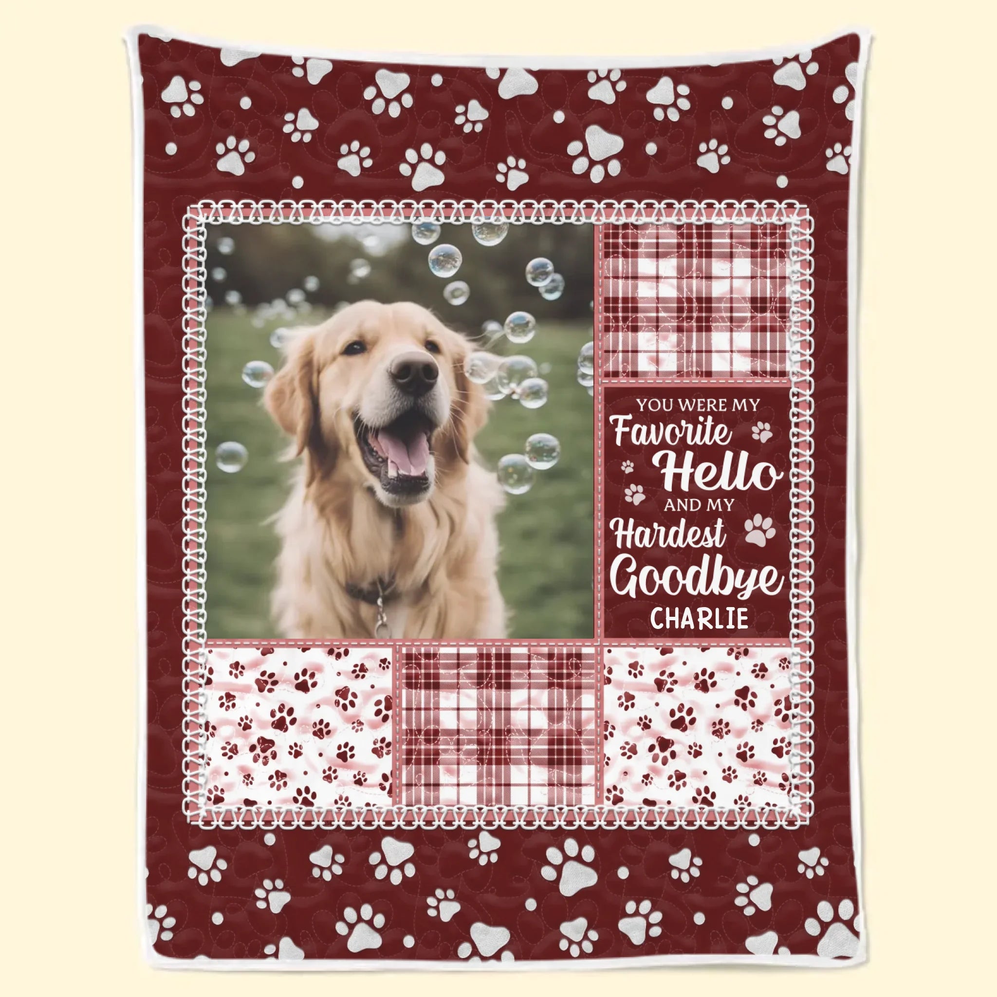 Custom Photo Blanket - Personalized Pet Christmas Memorial Sympathy Gifts For Dogs, Cats - Your Paw Prints Are Etched In My Heart