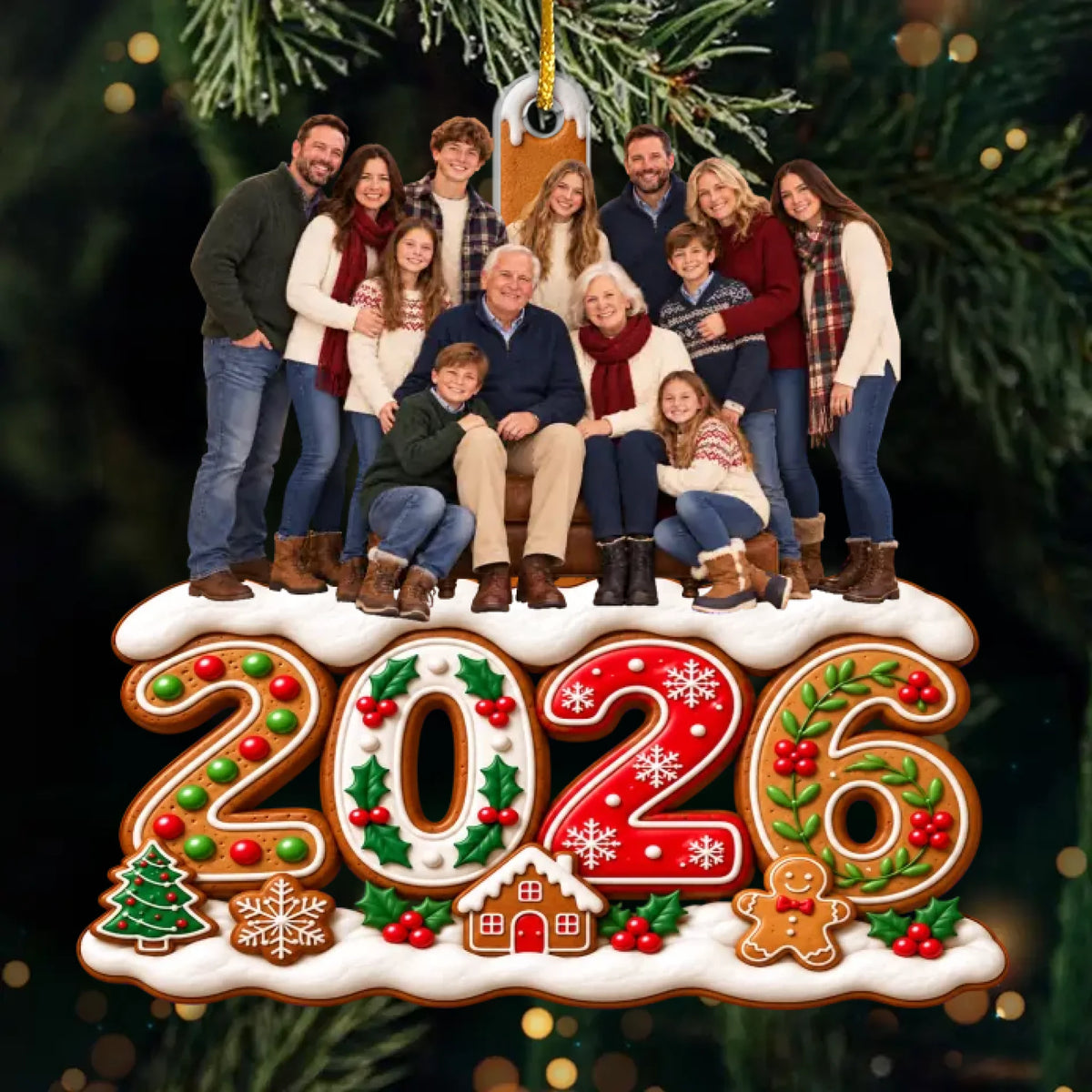Custom Photo Acrylic Ornament - Personalized Christmas Birthday Gifts For Mom, Dad, Brother, Sister - Blessed With A Loving Family