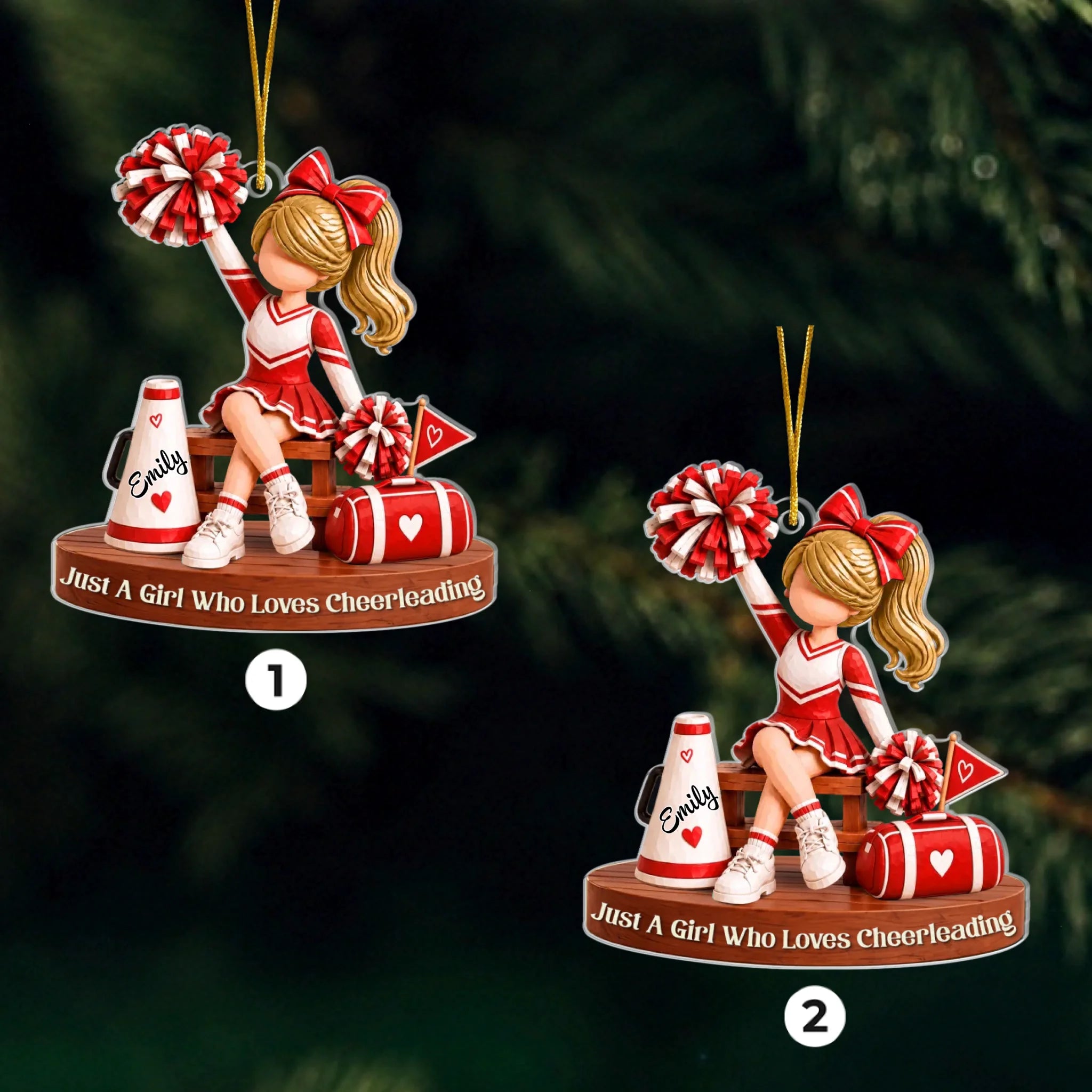 Custom Cheerleader Acrylic Ornament - Personalized Christmas Birthday Gifts For Wife, Daughter, Besties, Sisters, Granddaughter, Grandma, Mom, Yourself - Born To Cheer
