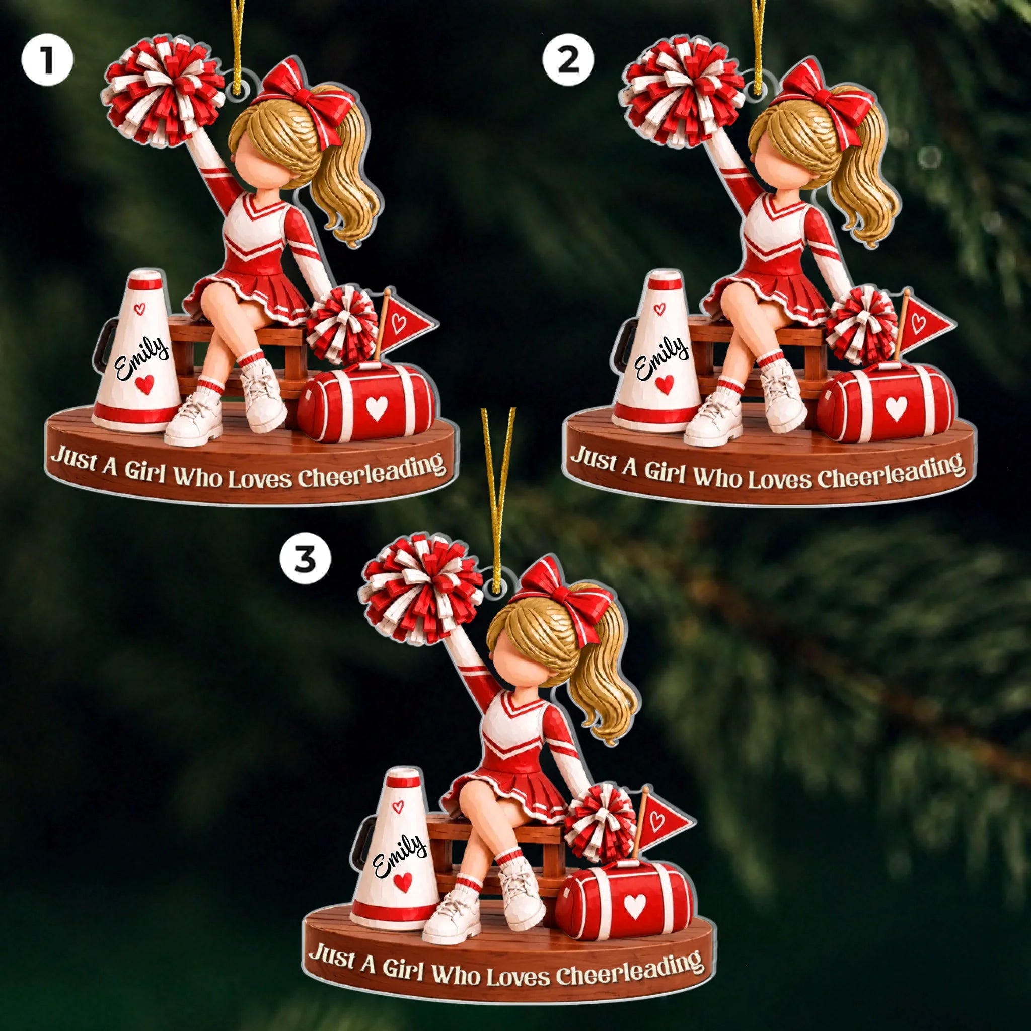 Custom Cheerleader Acrylic Ornament - Personalized Christmas Birthday Gifts For Wife, Daughter, Besties, Sisters, Granddaughter, Grandma, Mom, Yourself - Born To Cheer