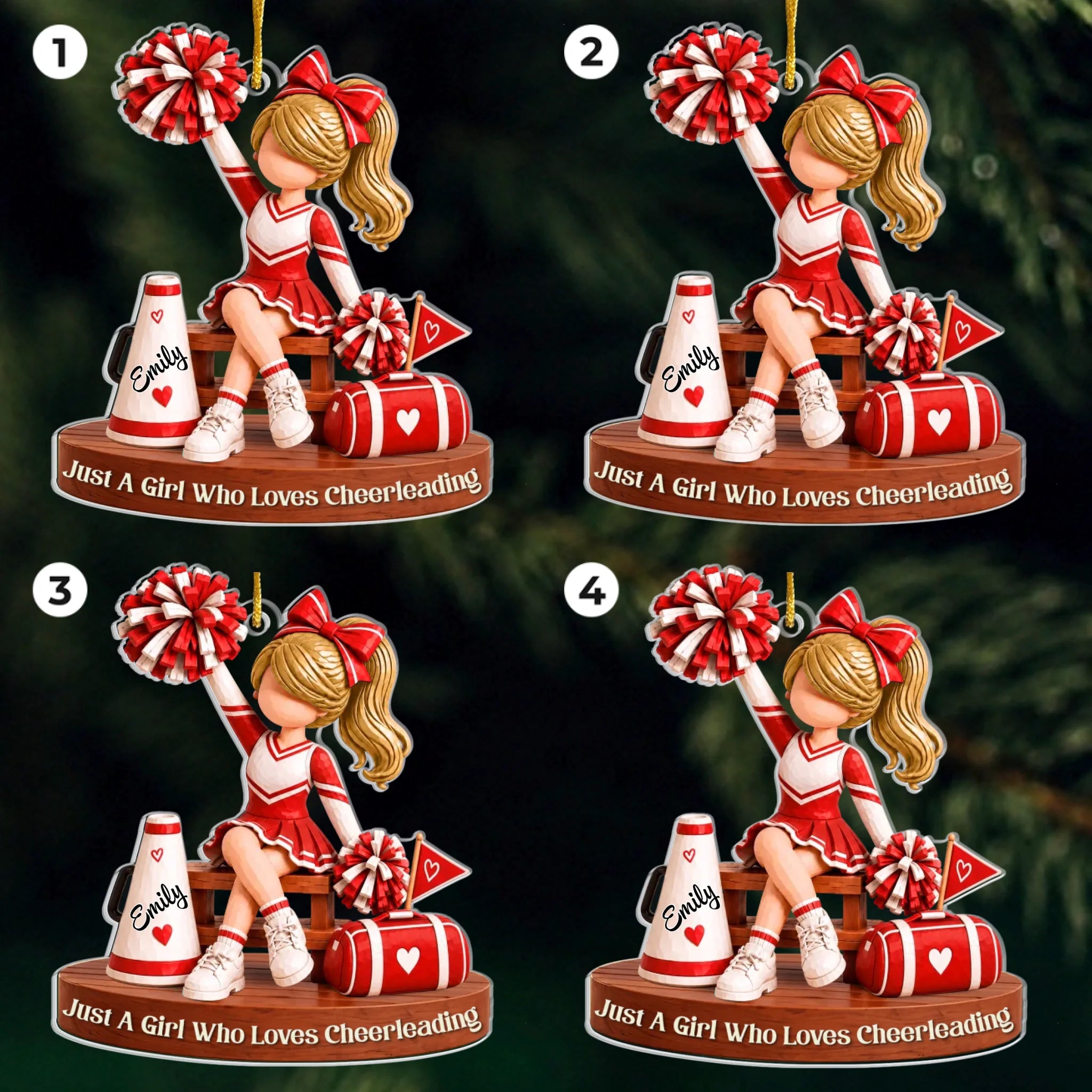 Custom Cheerleader Acrylic Ornament - Personalized Christmas Birthday Gifts For Wife, Daughter, Besties, Sisters, Granddaughter, Grandma, Mom, Yourself - Born To Cheer