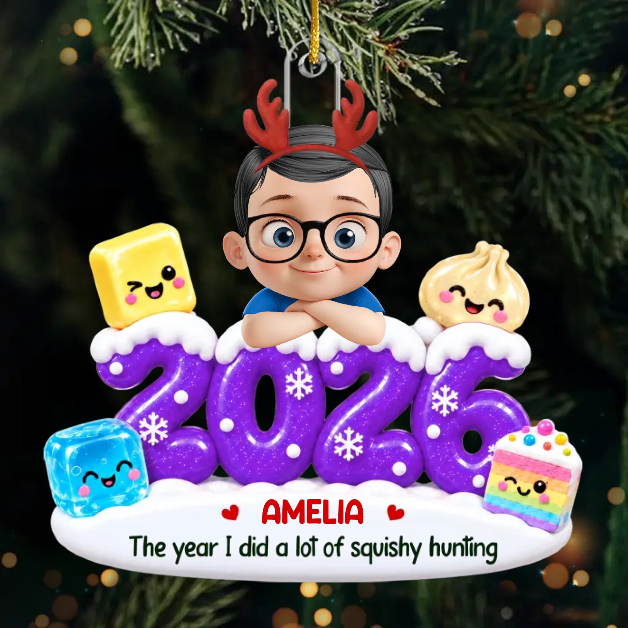 Custom Dumpling Squishy Acrylic Ornament - Personalized Christmas Birthday Gifts For Kids - Pure Joy In Every Moment